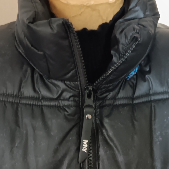 Andrew Marc Designer Puffer Vest Black Blue Speckled - Picture 9 of 15